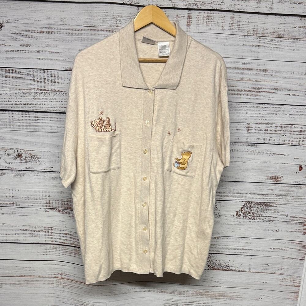 Disney Store Embroidered Winnie the Pooh Knit Polo Cardigan XXL
